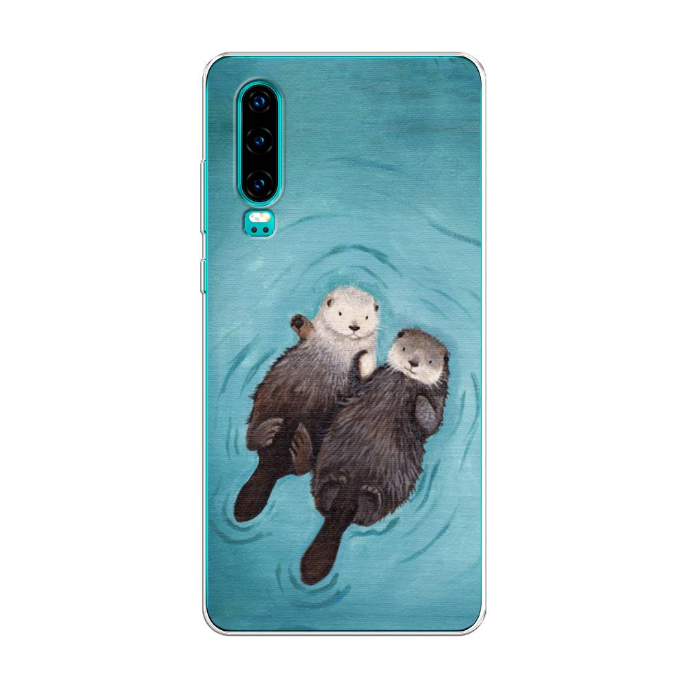 

Чехол Awog на Huawei P30 "Парочка бобров", Голубой, 68550-10