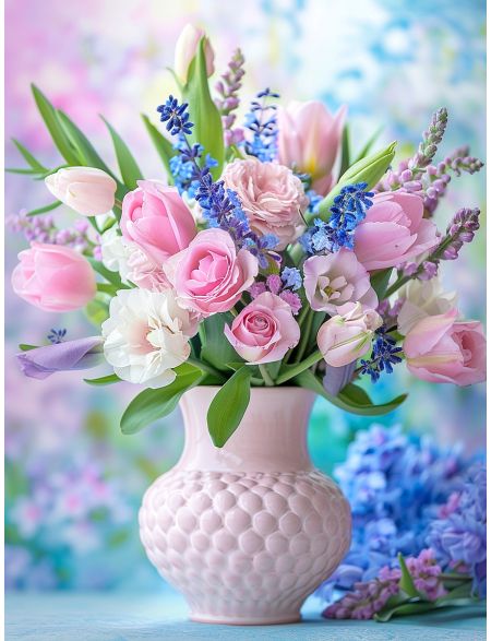 

Алмазная мозаика без подрамника Весенний букет, 25x20 см, 40 цветов, 87468, РА-910