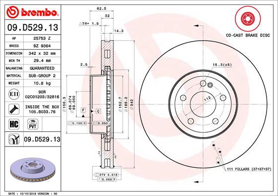 

Диск тормозной BREMBO 09.D529.13