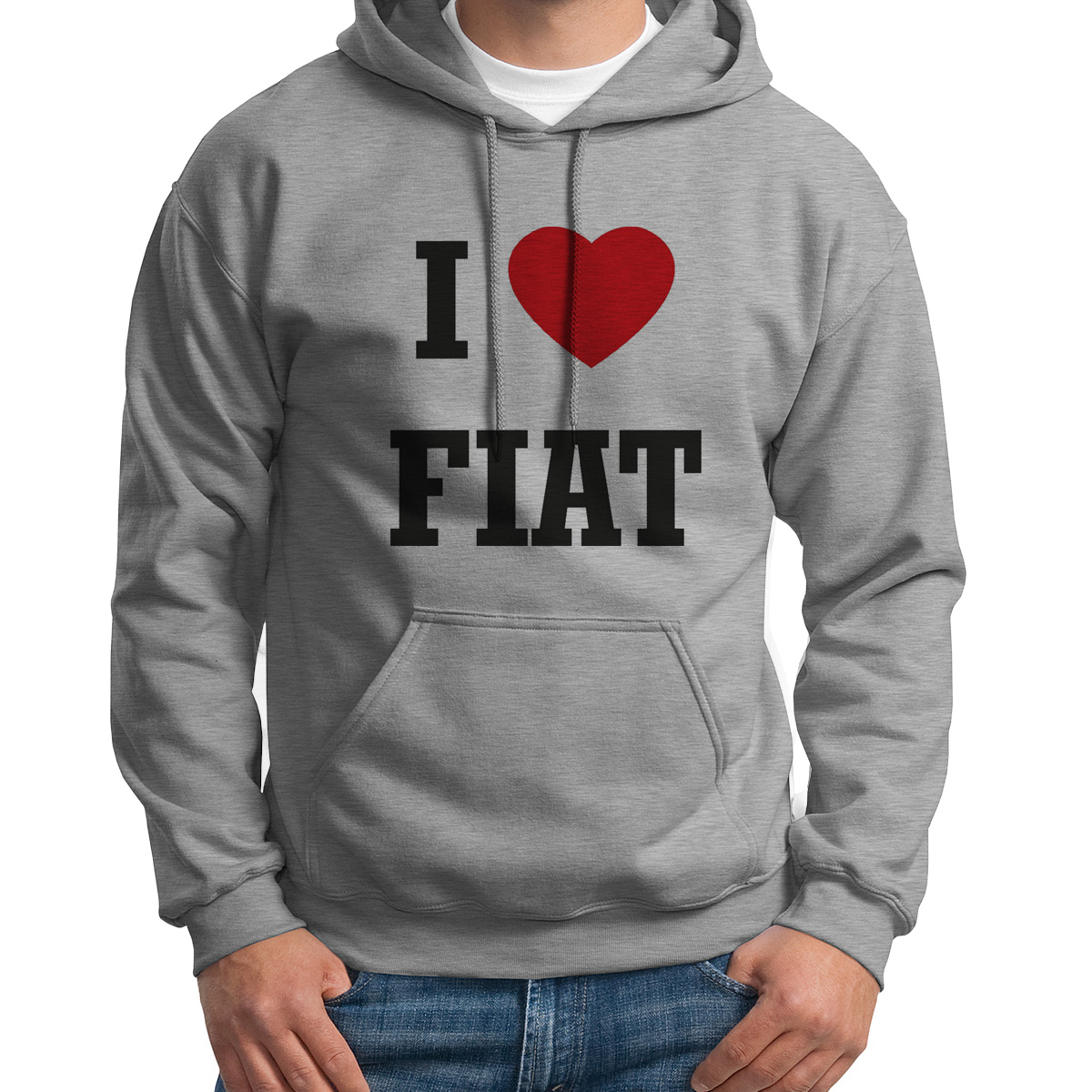 

Худи унисекс CoolPodarok Авто I love Fiat серое 46 RU, Серый, S0111451
