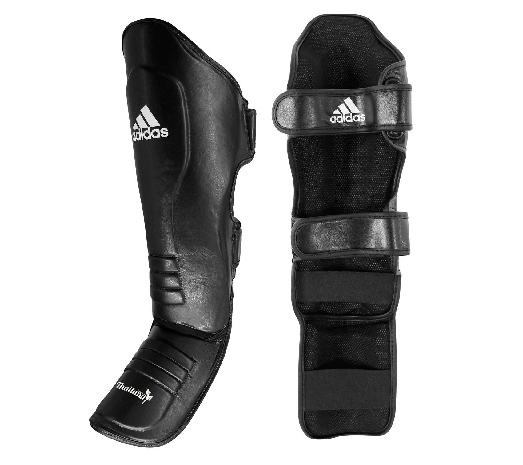 Защита голени и стопы Muay Thai Shin Instep Leather черно-белая размер XXL