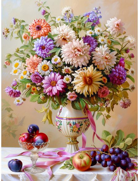

Алмазная мозаика на подрамнике Георгины, 50x40 см, 50 цветов, 87422, ПРА-905