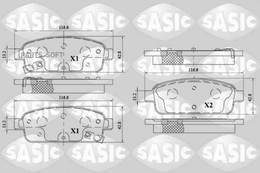 Тормозные колодки SASIC дисковые 6216153