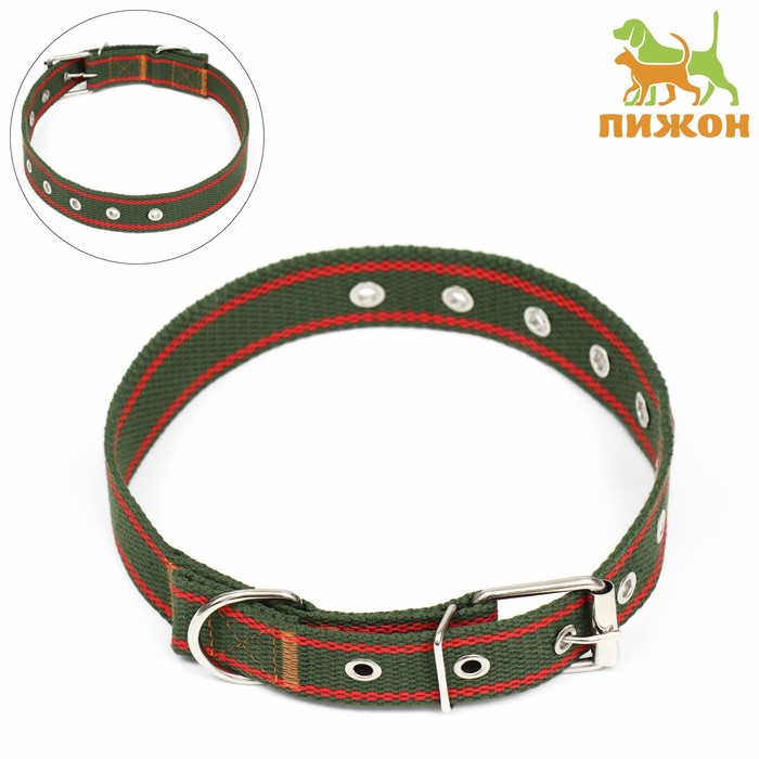 

Ошейник для собак Пижон, хаки, красный, брезент, 68х3 см