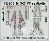 

FE953 Eduard 1/48 Фототравление МuГ-21ПФ стальные ремни, FE953