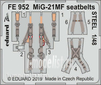 

FE952 Eduard 1/48 Фототравление МuГ-21МФ стальные ремни, FE952