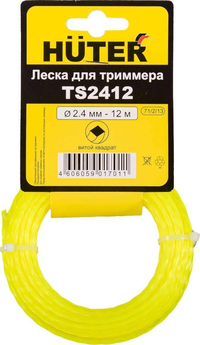 

Леска для садовых триммеров Huter TS2412, 2.4мм, 12м 71/2/13, Желтый, Леска для садовых триммеров Huter TS2412, 2.4мм, 12м [71/2/13]