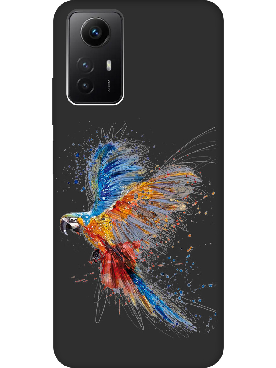 

Матовый Soft Touch силиконовый чехол на Xiaomi Redmi Note 12s "Colorful Parrot" черный, Черный;красный;синий, 20001469
