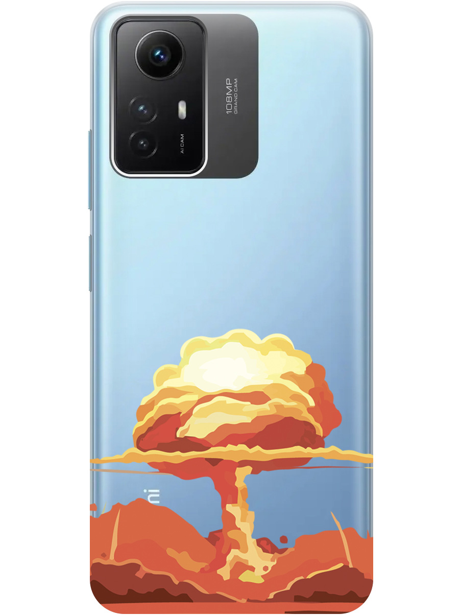 

Силиконовый чехол на Xiaomi Redmi Note 12s "Boom", Прозрачный;красный, 20001468