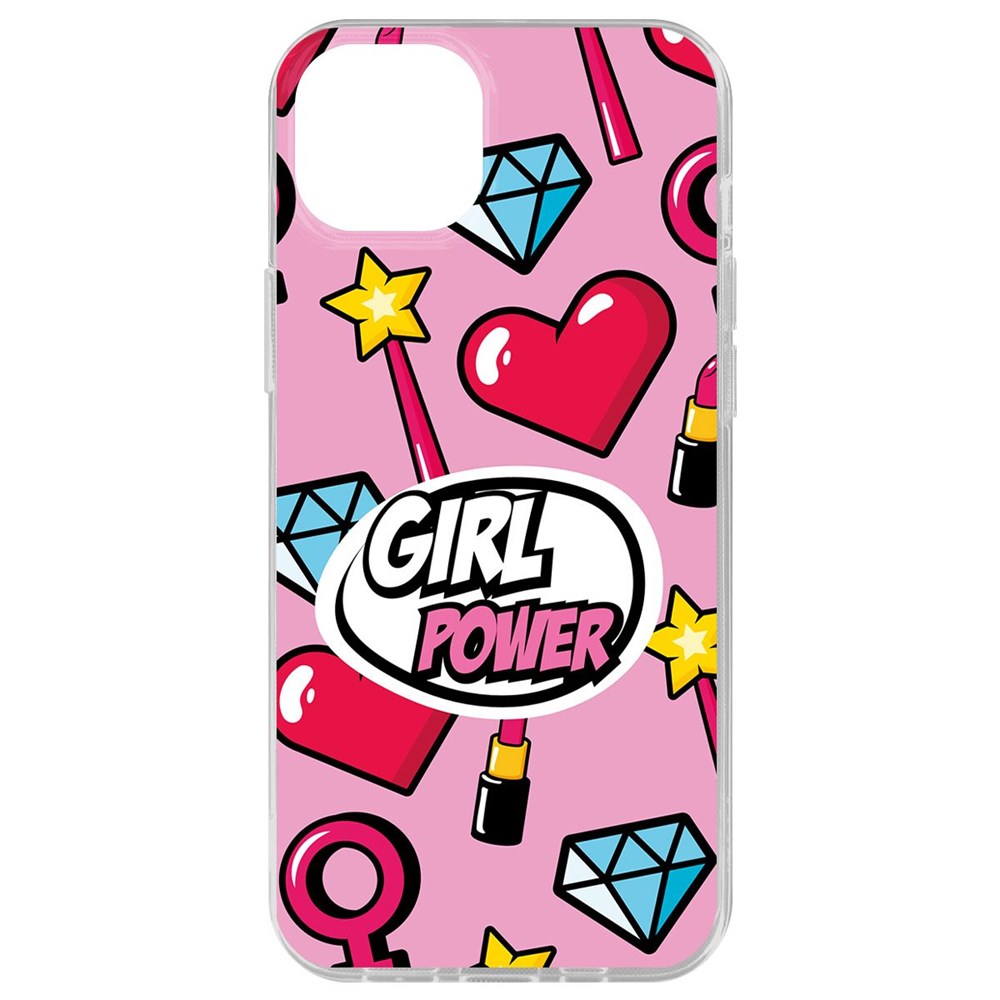 

Чехол-накладка Krutoff Clear Case Girl Power для iPhone 15 Plus, Прозрачный