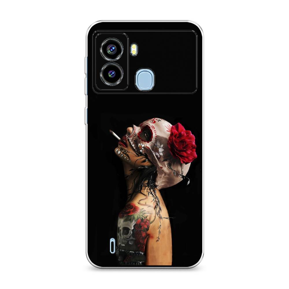

Чехол Awog на Tecno Pop 6 "Девушка с черепом", Разноцветный, 302050-9