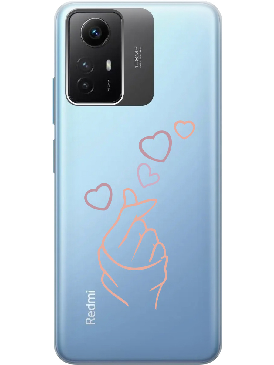 

Силиконовый чехол на Xiaomi Redmi Note 12s "K-Heart", Прозрачный;розовый;фиолетовый, 20001468