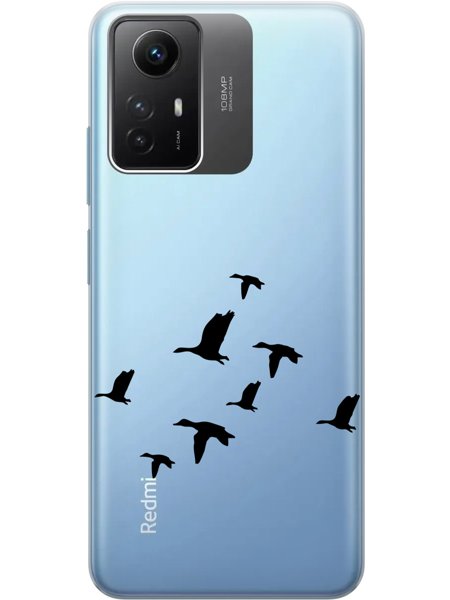 

Силиконовый чехол на Xiaomi Redmi Note 12s "Flock of Ducks", Прозрачный;черный, 20001468