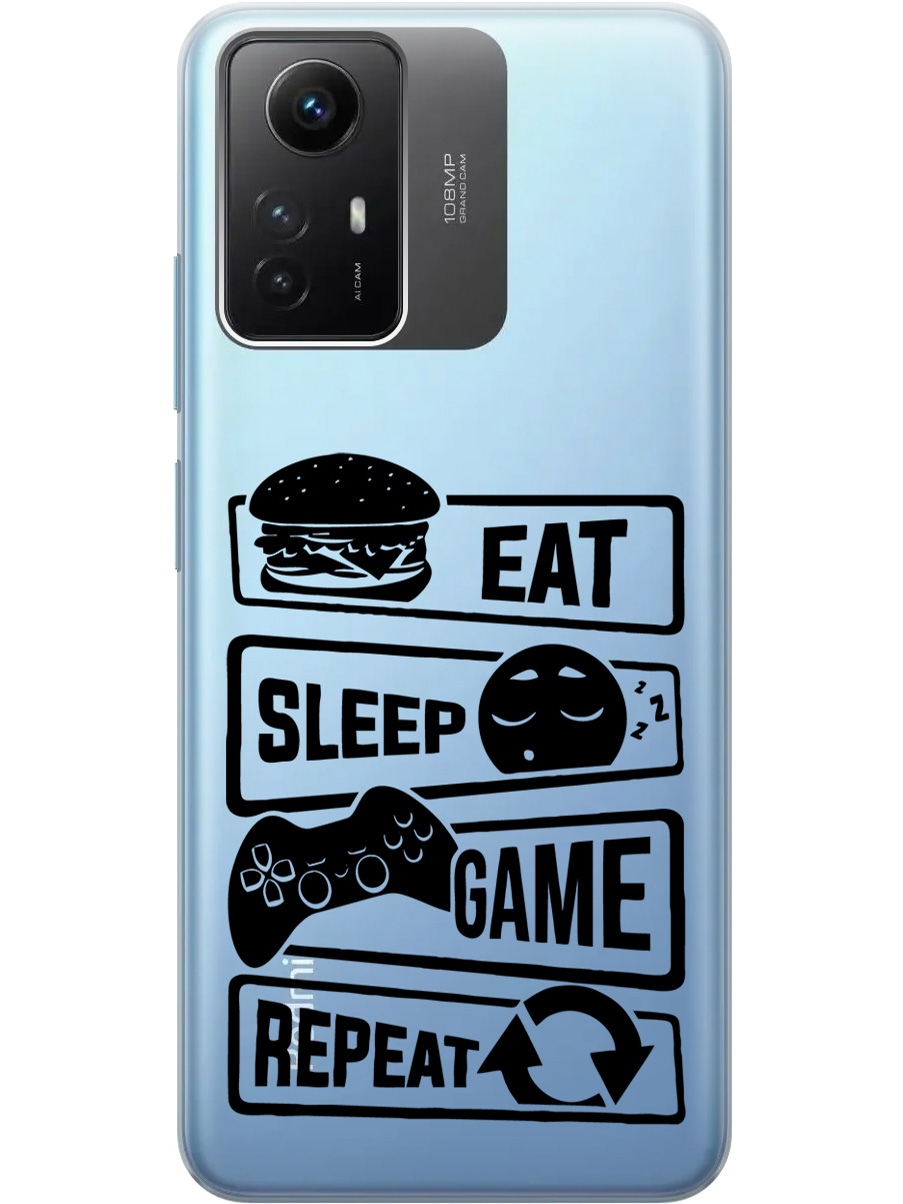 

Силиконовый чехол на Xiaomi Redmi Note 12s "Game Repeat", Прозрачный;черный, 20001468