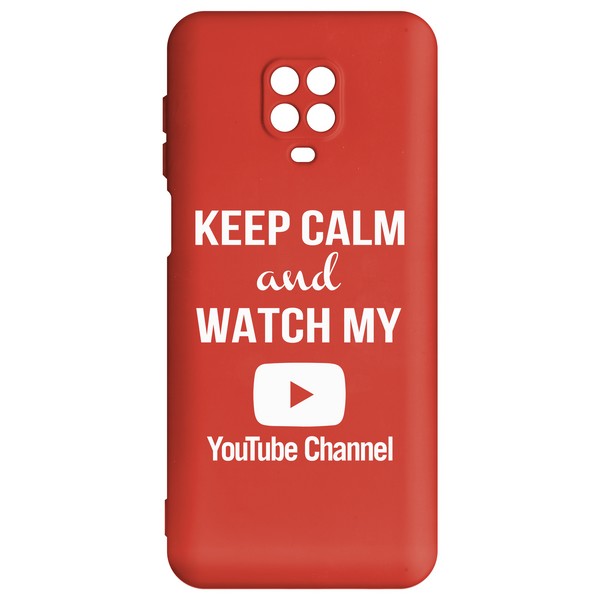 фото Чехол-накладка krutoff silicone case youtube для xiaomi redmi note 9 pro/ 9s (красный)