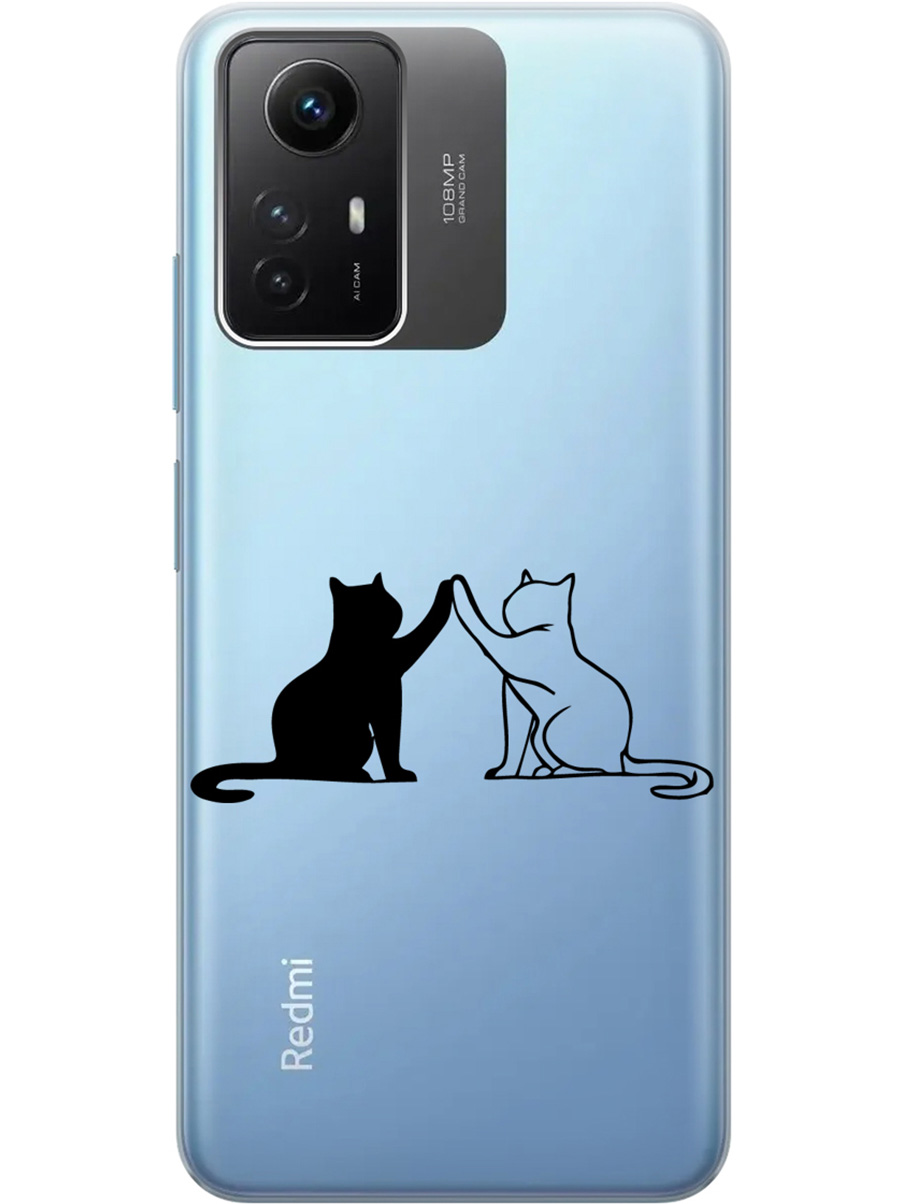 

Силиконовый чехол на Xiaomi Redmi Note 12s "Cats", Прозрачный;черный, 20001468