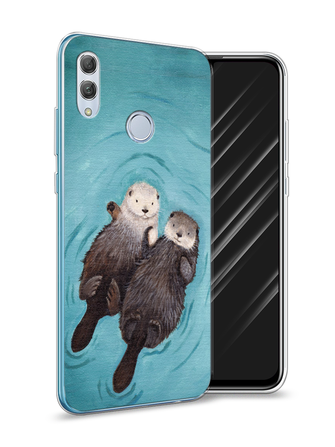 

Чехол Awog на Huawei P Smart 2019 "Парочка бобров", Голубой, 67250-10