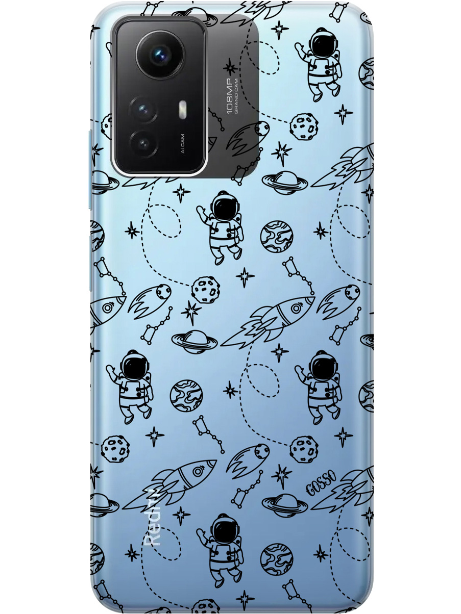 

Силиконовый чехол на Xiaomi Redmi Note 12s "Space", Прозрачный;черный, 20001468
