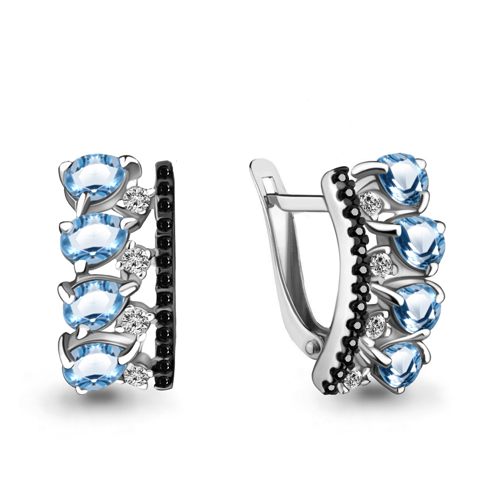 

Серьги из серебра с топазом Aquamarine 4474705Ч_925_р, 4474705Ч_925_р