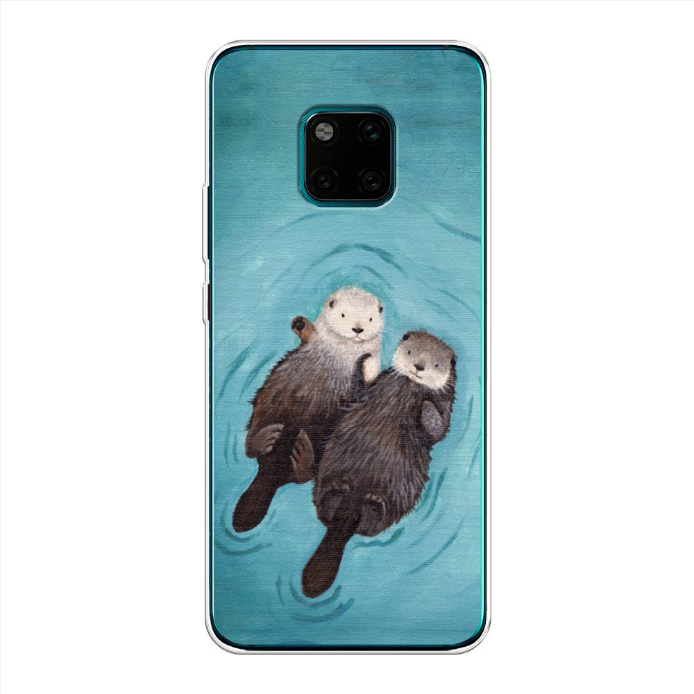 

Чехол Awog на Huawei Mate 20 Pro "Парочка бобров", Голубой, 67050-10