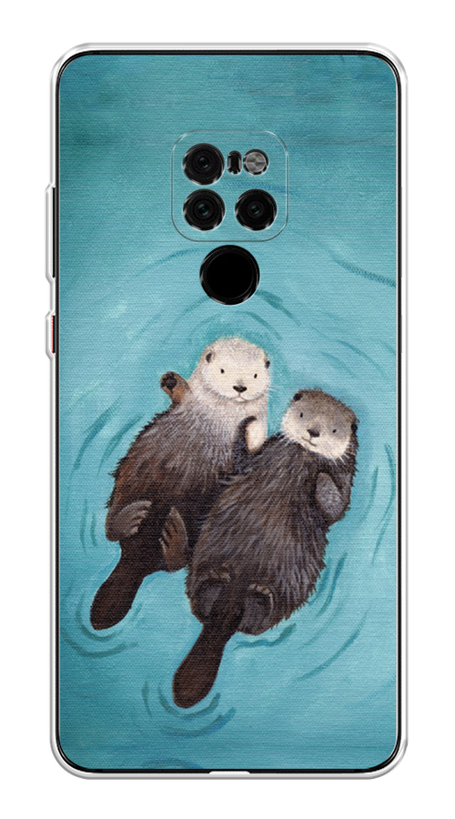 

Чехол Awog на Huawei Mate 20 "Парочка бобров", Голубой, 66850-10