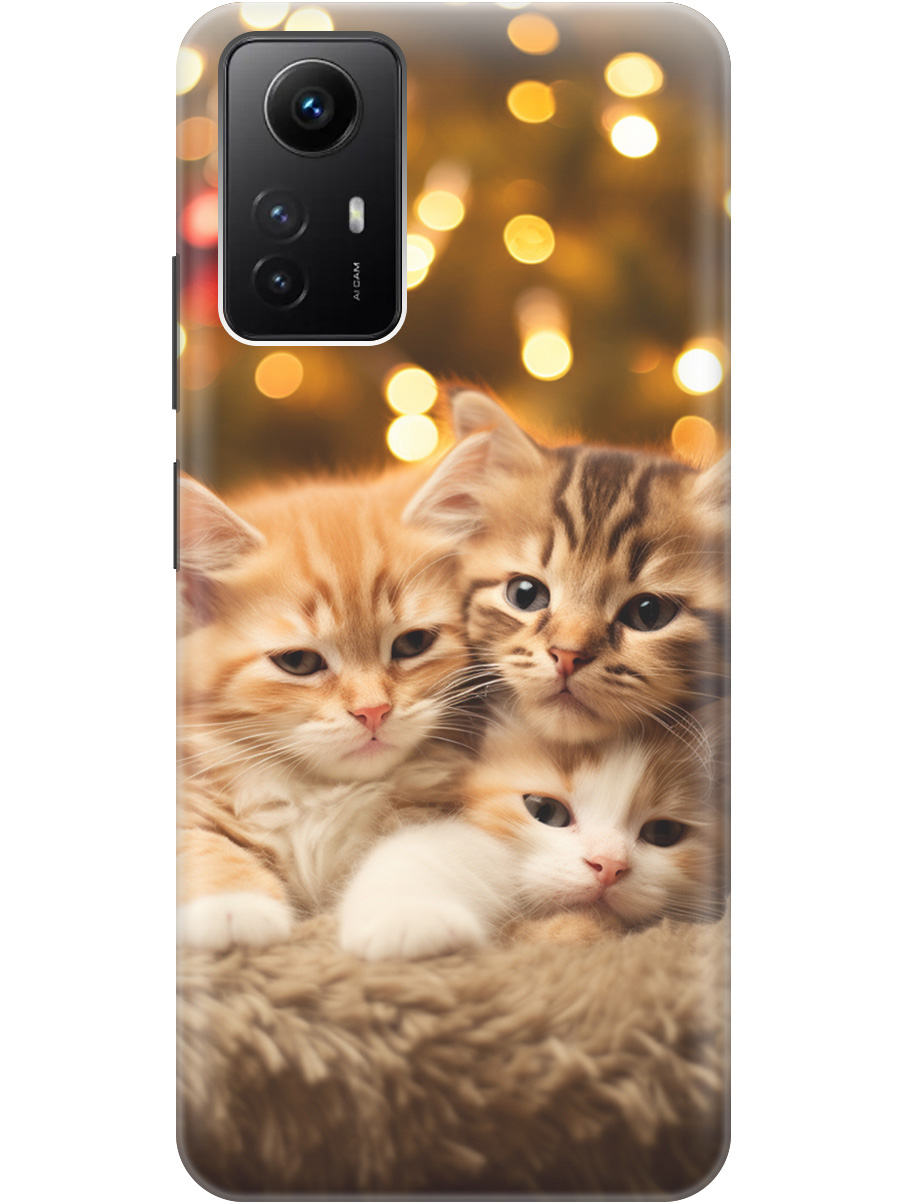 

Силиконовый чехол на Xiaomi Redmi Note 12s "Новогодние котики", Бежевый;желтый, 20001468