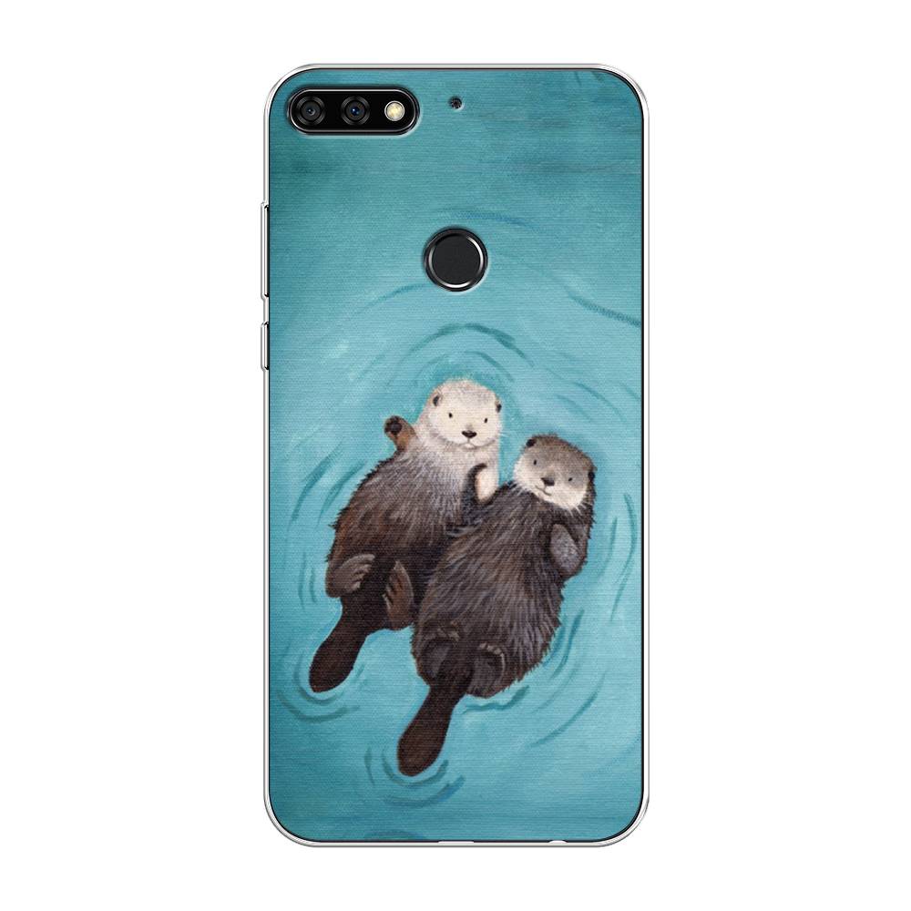 

Чехол Awog на Honor 7C Pro "Парочка бобров", Голубой, 65550-10