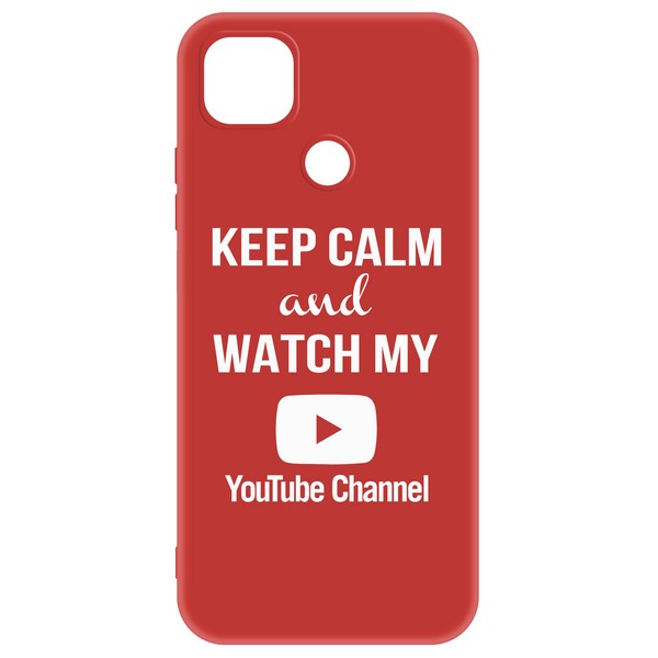 фото Чехол-накладка krutoff silicone case youtube для xiaomi redmi 9c (красный)