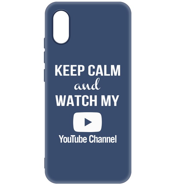 фото Чехол-накладка krutoff silicone case youtube для xiaomi redmi 9a (синий)