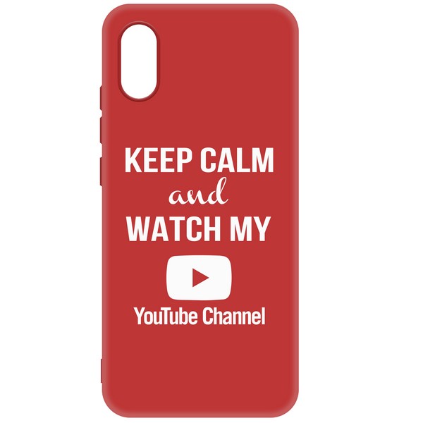 фото Чехол-накладка krutoff silicone case youtube для xiaomi redmi 9a (красный)