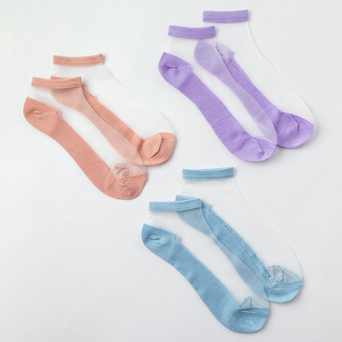 Комплект носков женский MINAKU 4601660 розовый; голубой; фиолетовый 35-37