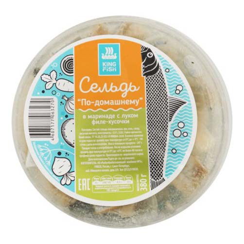 

Сельдь Kingfish По-домашнему в маринаде с луком кусочки филе 380 г