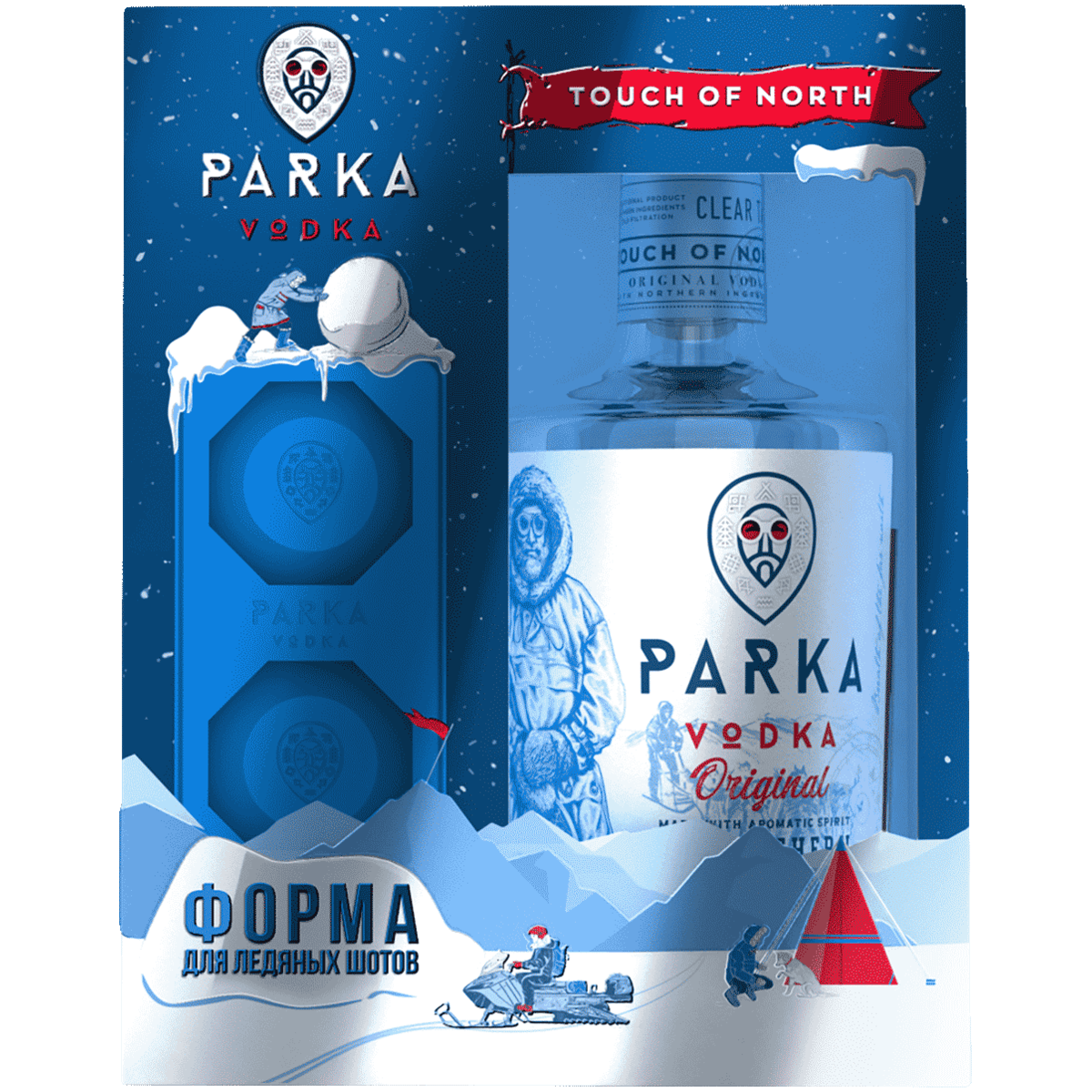 

Водка Parka 0,7 л в подарочной упаковке + форма для стопок