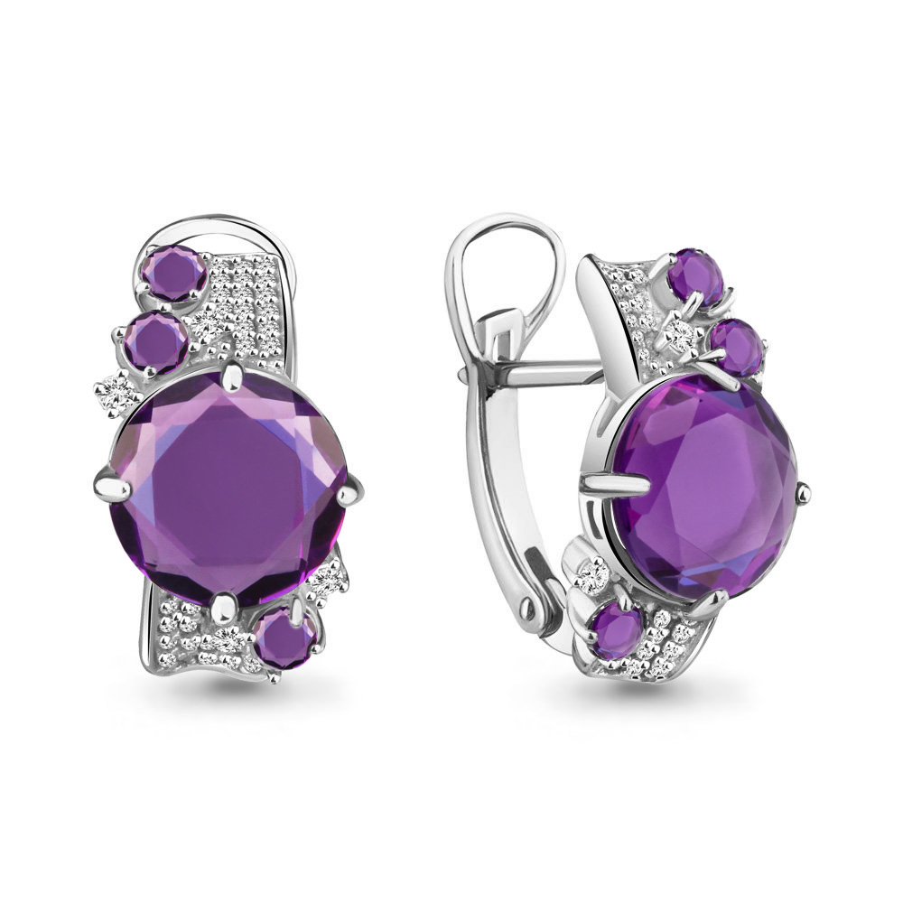 

Серьги из серебра с аметистом Aquamarine 4442729А_925_р, 4442729А_925_р
