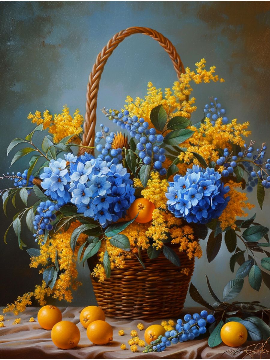 

Алмазная мозаика без подрамника Голубая гортензия, 25x20 см, 40 цветов, 87338, РА-896
