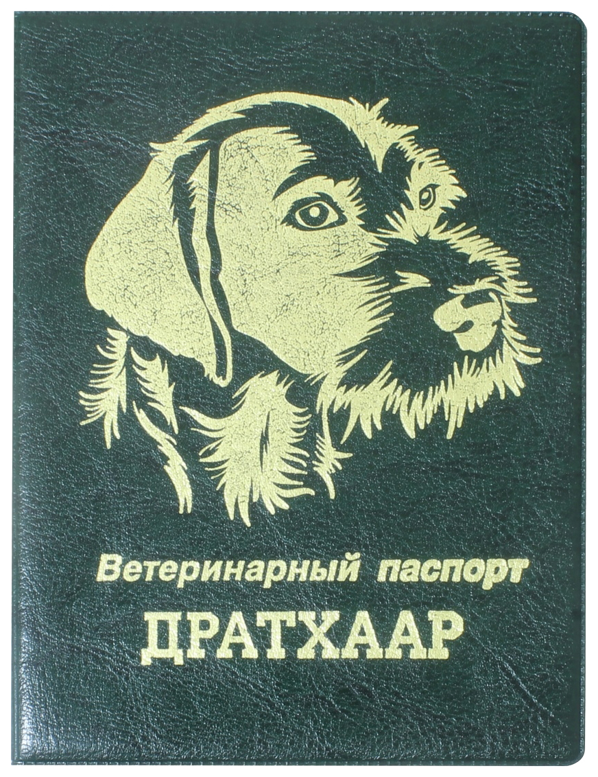 Обложка на ветеринарный паспорт Стрекоза "Дратхаар", зеленый