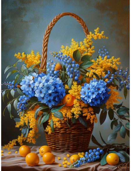 

Алмазная мозаика без подрамника Голубая гортензия, 130x100 см, 50 цветов, 87333, РА-896