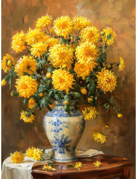 

Алмазная мозаика без подрамника Хризантемы, 70x50 см, 50 цветов, 87326, РА-895