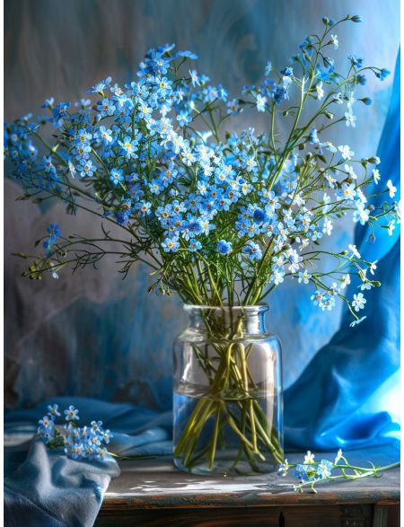 

Алмазная мозаика на подрамнике Незабудки, 70x50 см, 50 цветов, 87320, ПРА-894