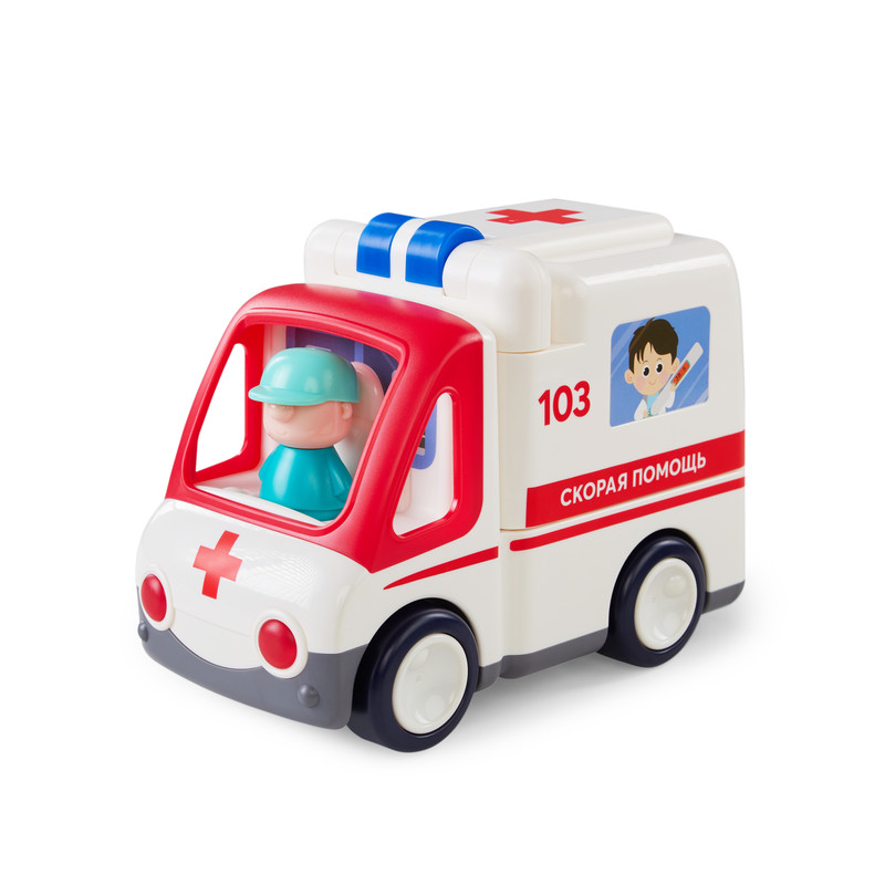 фото Игрушка скорая помощь happy baby ambulance машинка и набор доктора, 2в1, 331892