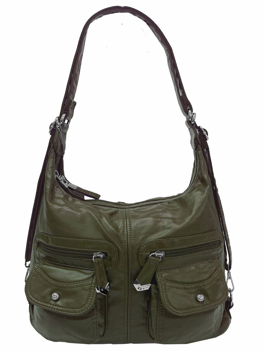 Сумка-рюкзак женская DOLPHIN 00-00002923, коричнево-зеленый