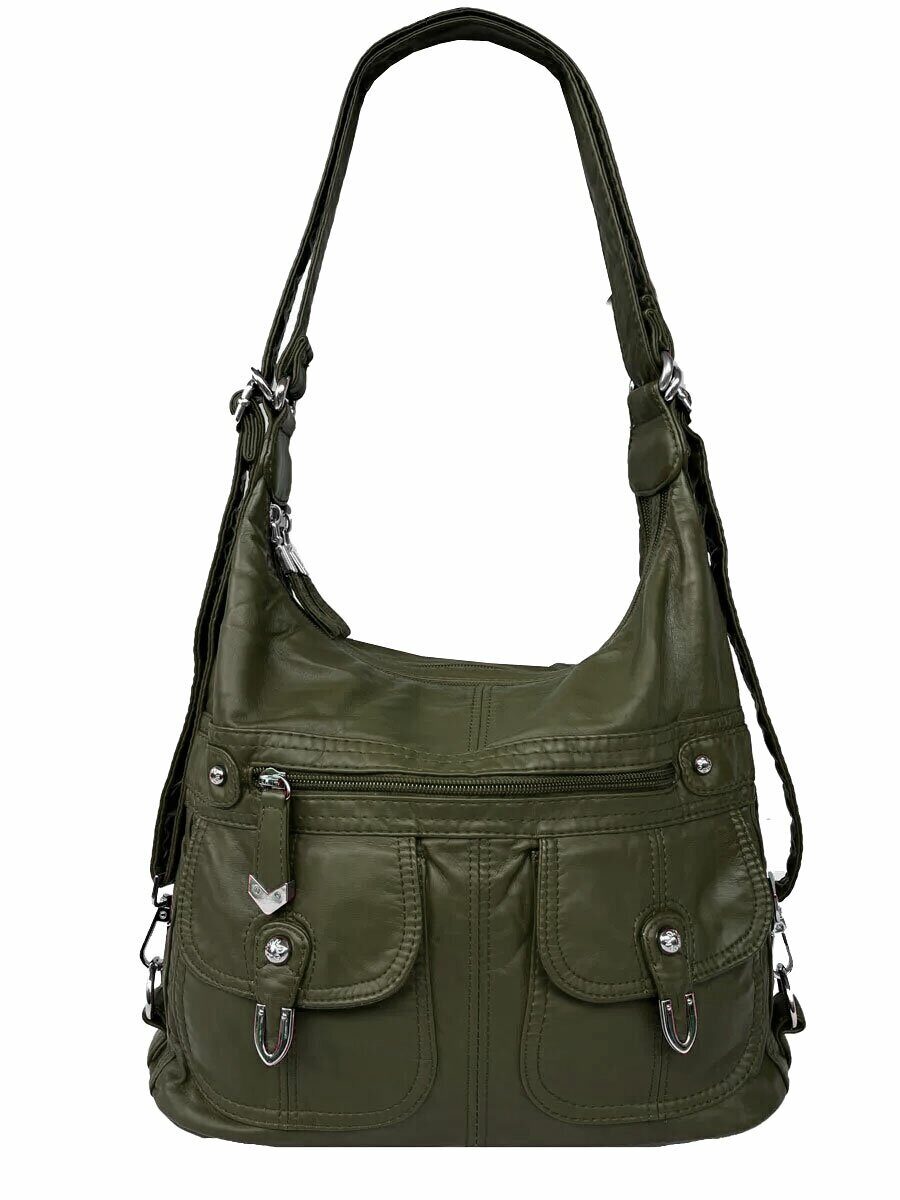 Сумка-рюкзак женская DOLPHIN 00-00002894, коричнево-зеленый