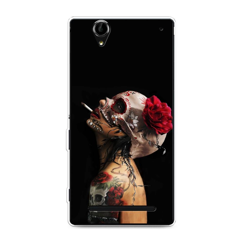 

Чехол Awog на Sony Xperia T2 Ultra "Девушка с черепом", Разноцветный, 50950-9