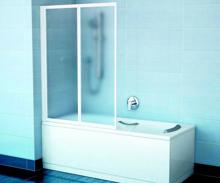 Душевая шторка на ванну Ravak VS2 1045х1400 белый, витраж Rain (полистирол)