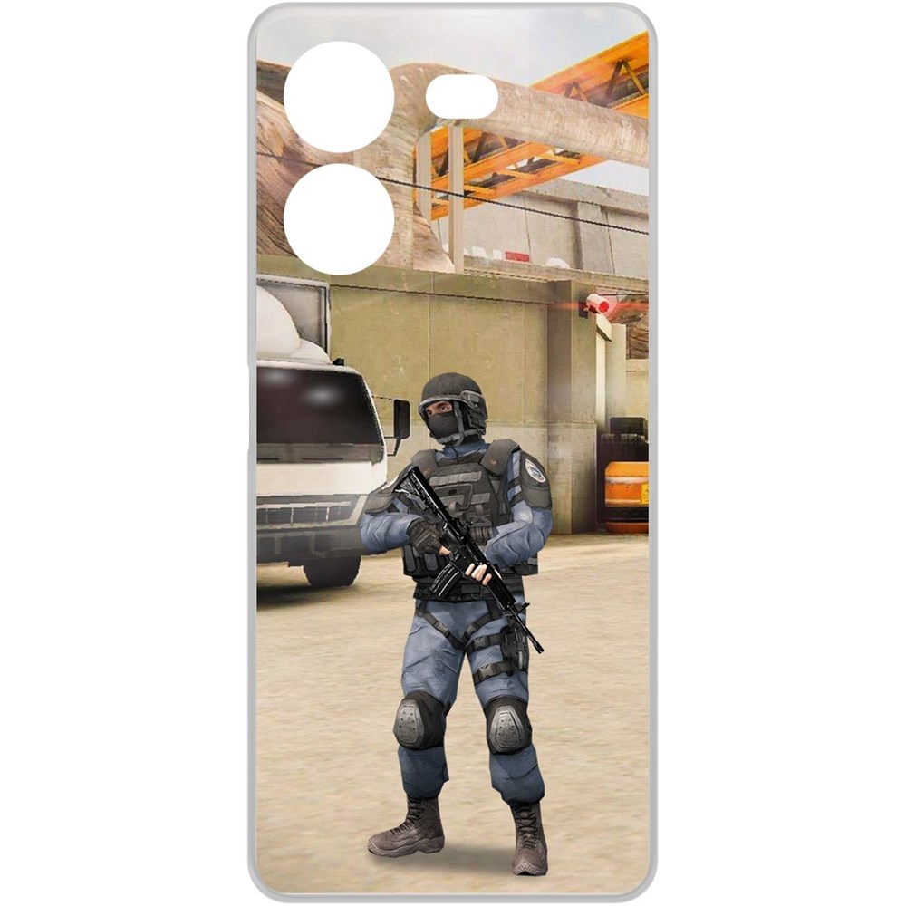 

Чехол-накладка Krutoff Clear Case Cтандофф 2 (Standoff 2) - GIGN для TECNO Pova 5, Прозрачный