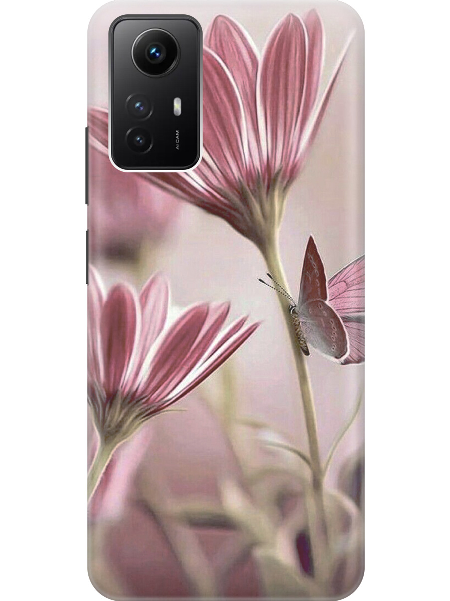

Силиконовый чехол на Xiaomi Redmi Note 12s "Бабочка на розовом цветке", Бежевый;розовый, 20001468