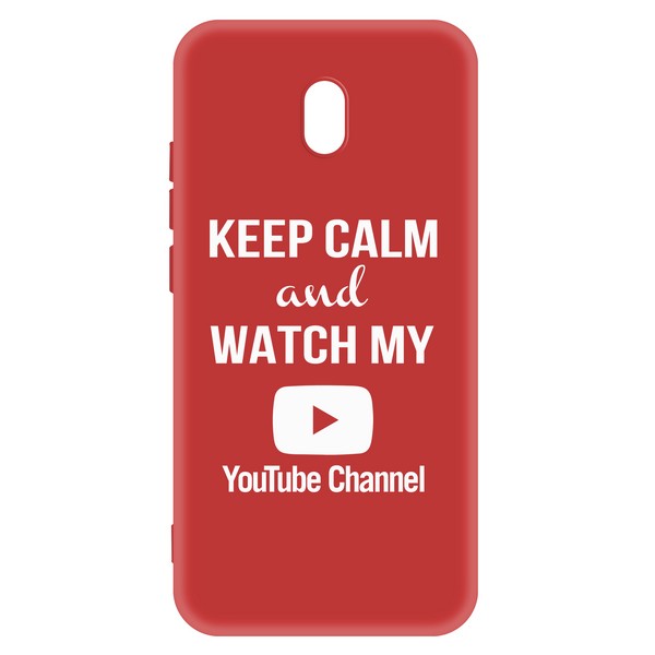 фото Чехол-накладка krutoff silicone case youtube для xiaomi redmi 8a (красный)