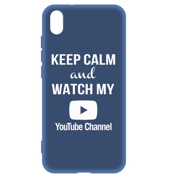 фото Чехол-накладка krutoff silicone case youtube для xiaomi redmi 7a (синий)