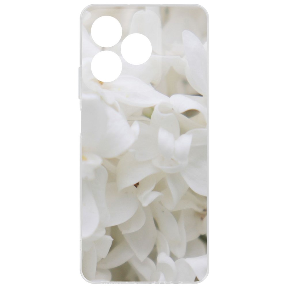 

Чехол-накладка Krutoff Clear Case Белые лилии для Realme C53, Прозрачный