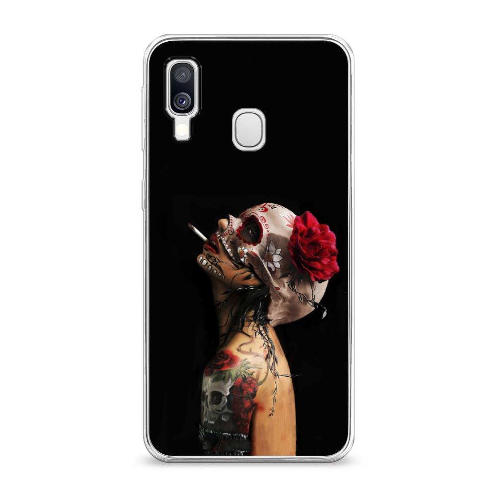 

Чехол Awog на Samsung Galaxy A40 "Девушка с черепом", Разноцветный, 28050-9